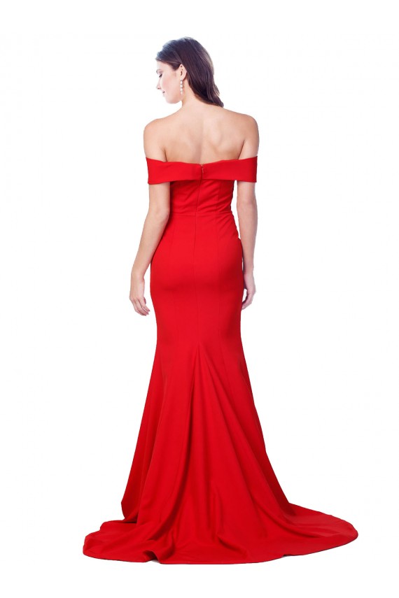 Usine Rouge Sirène Crêpe Stretch Longue Formelles Robes demoiselle d'honneur / Robes de soirée / Robes de bal