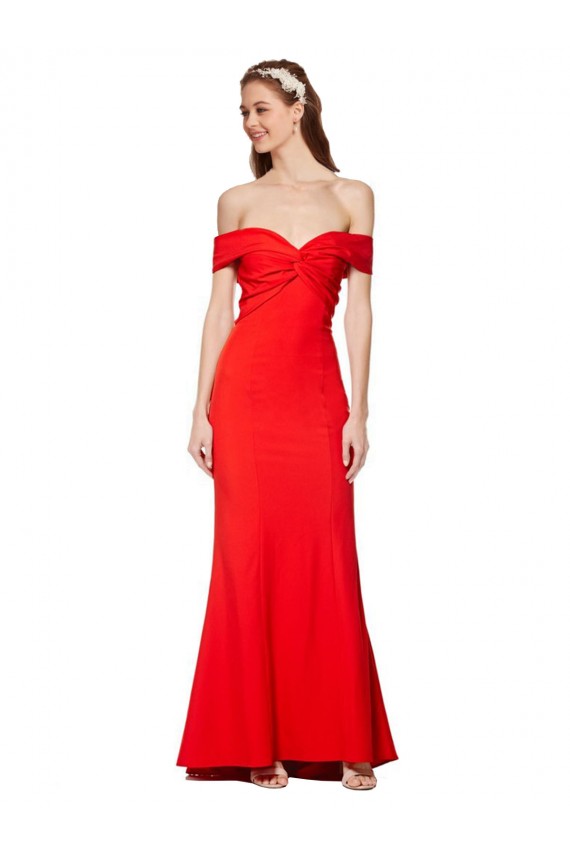 Usine Rouge Sirène Épaule Dénudée Crêpe Stretch Longue Formelles Robes demoiselle d'honneur / Robes de soirée / Robes de bal