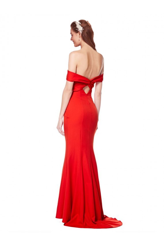 Usine Rouge Sirène Épaule Dénudée Crêpe Stretch Longue Formelles Robes demoiselle d'honneur / Robes de soirée / Robes de bal