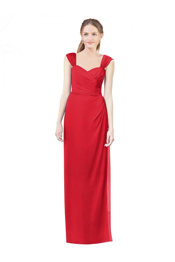 Usine Rouge Trapèze Mousseline Longue Robes demoiselle d'honneur