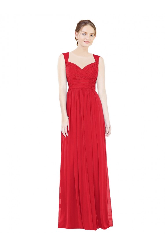 Usine Rouge Trapèze Mousseline Longue Robes demoiselle d'honneur