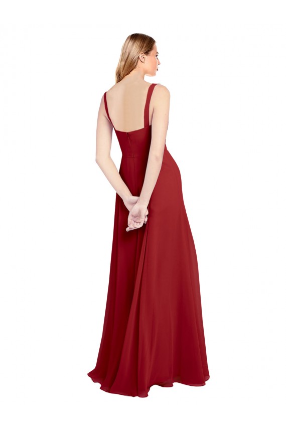 Usine Rouge Trapèze Mousseline Longue Robes demoiselle d'honneur