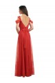 Usine Rouge Trapèze Tulle Longue Robes demoiselle d'honneur