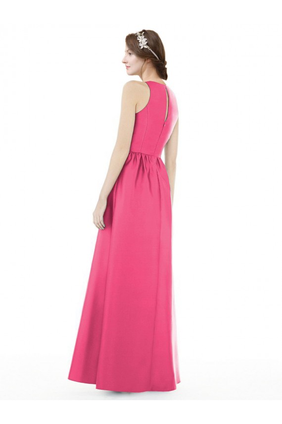 Usine Rubis Trapèze Col bijou Satiné Longue Robes demoiselle d'honneur