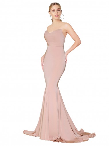 Usine Sirène Col Haut Crêpe Stretch Longue Formelles Robes demoiselle d'honneur / Robes de soirée / Robes de bal