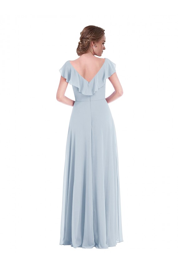 Usine Trapèze Col V Mousseline Longue Robes demoiselle d'honneur