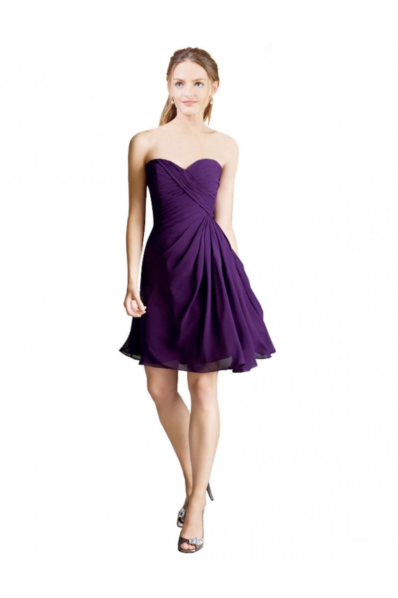 Usine Trapèze Sans bretelle Mousseline Courte Robes demoiselle d'honneur / Robes de cocktail