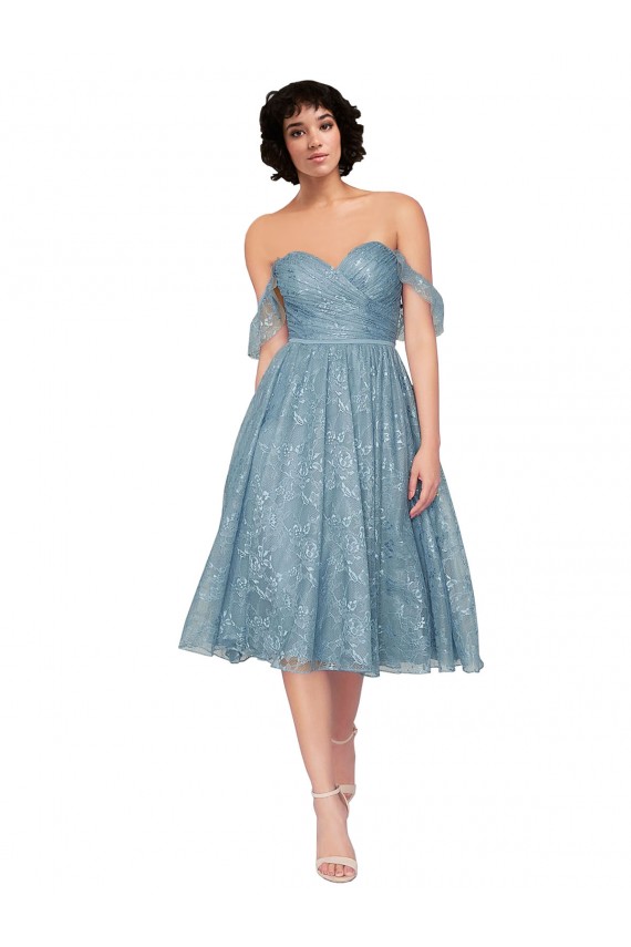 Usine Trapèze Épaule Dénudée Dentelle Courte Robes demoiselle d'honneur / Robes de cocktail
