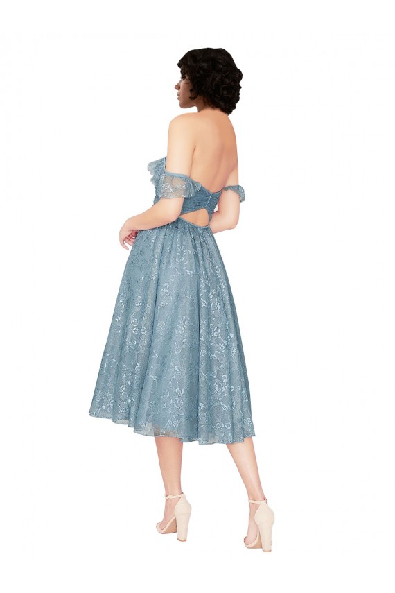 Usine Trapèze Épaule Dénudée Dentelle Courte Robes demoiselle d'honneur / Robes de cocktail