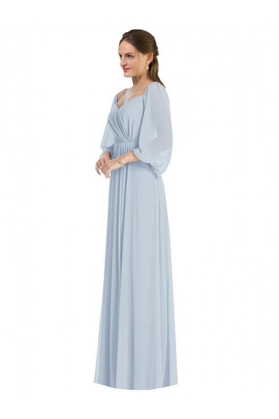 Usine Trapèze Épaule Dénudée Mousseline Longue Formelles Robes demoiselle d'honneur / Robes de soirée