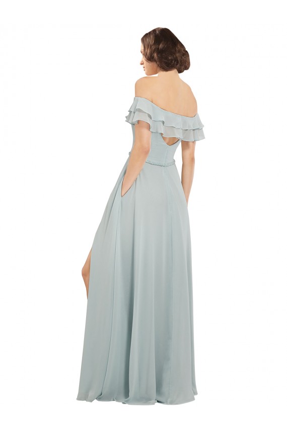 Usine Trapèze Épaule Dénudée Mousseline Longue Robes demoiselle d'honneur