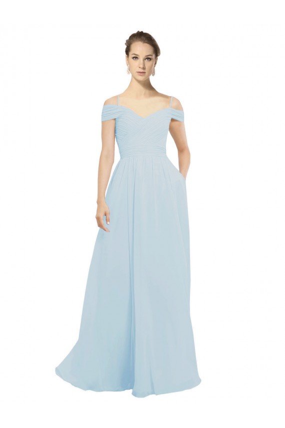 Usine Trapèze Épaule Dénudée Mousseline Longue Robes demoiselle d'honneur