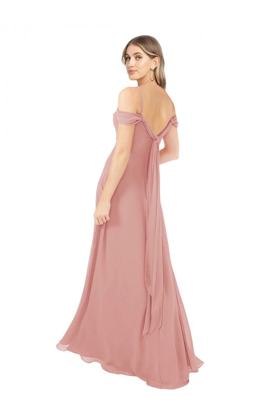 Usine Trapèze Épaule Dénudée Mousseline Longue Robes demoiselle d'honneur