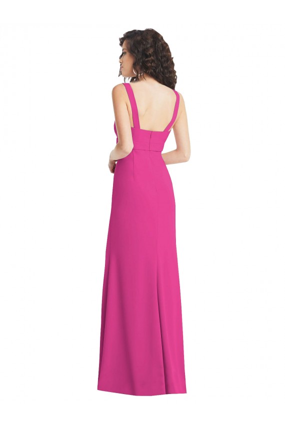 Usine Trompette Col Carré Crêpe Stretch Longue Robes demoiselle d'honneur / Robes de bal