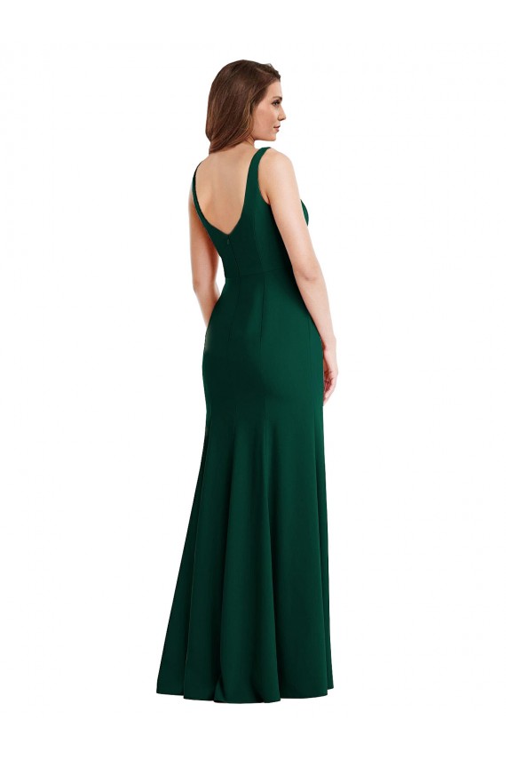 Usine Trompette Col Carré Crêpe Stretch Longue Robes demoiselle d'honneur / Robes de bal