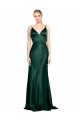 Usine Vert Chasseur Fourreau Bretelles spaghetti Col V Satiné Stretch Longue Formelles Robes demoiselle d'honneur / Robes de soirée / Robes de bal