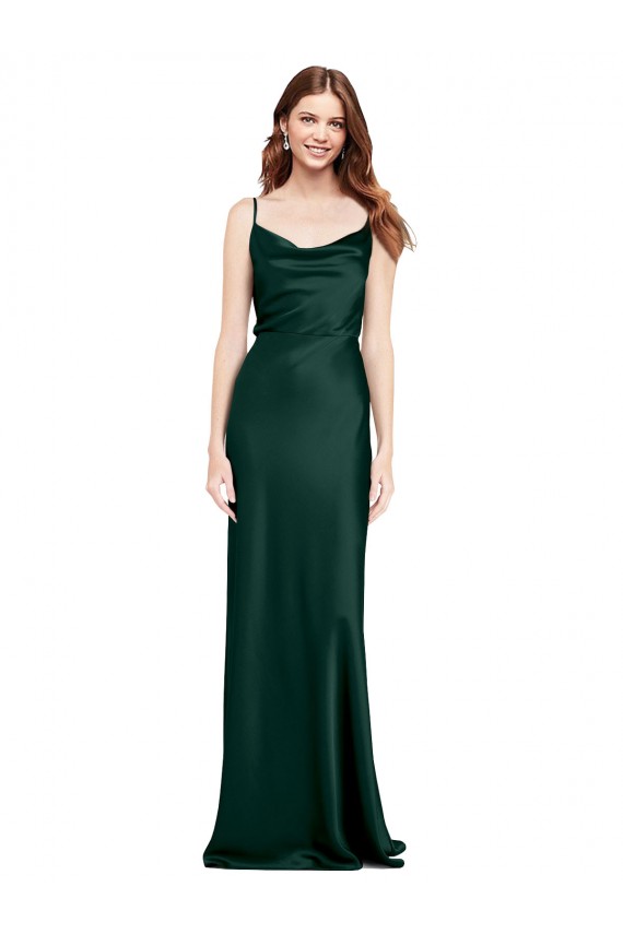 Usine Vert Chasseur Fourreau Satiné Stretch Longue Formelles Robes demoiselle d'honneur / Robes de soirée / Robes de bal