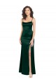 Usine Vert Chasseur Trapèze Scoop Satiné Stretch Longue Formelles Robes demoiselle d'honneur / Robes de soirée / Robes de bal