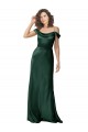 Usine Vert Chasseur Trapèze Épaule Dénudée Bretelles spaghetti Satiné Stretch Longue Formelles Robes demoiselle d'honneur / Robes de soirée / Robes de bal