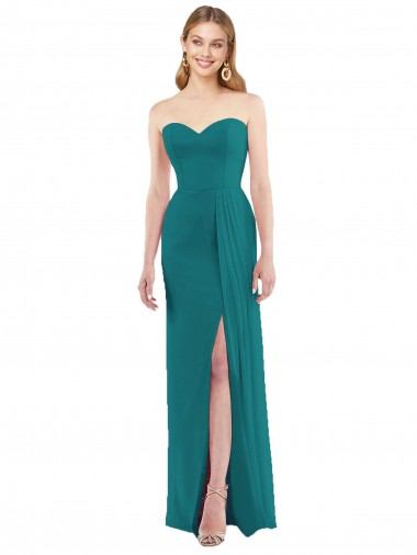 Usine Vert Chasseur Trompette Sans bretelle Mousseline Longue Robes demoiselle d'honneur