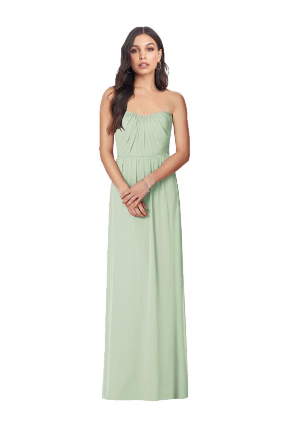 Usine Vert Sauge Trompette Sans bretelle Mousseline Longue Robes demoiselle d'honneur