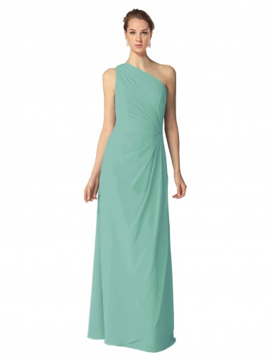 Usine Vert de jade Trapèze Mousseline Longue Robes demoiselle d'honneur