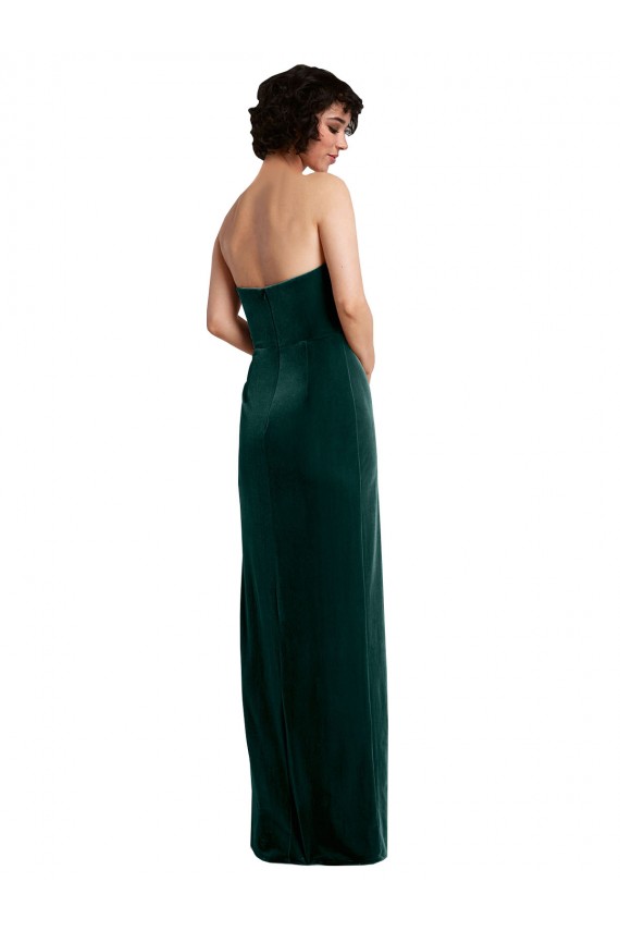 Usine Vert foncé Fourreau Sans bretelle Velours Stretch Longue Formelles Robes demoiselle d'honneur / Robes de soirée / Robes de bal