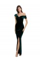 Usine Vert foncé Fourreau Épaule Dénudée Velours Stretch Longue Asymétrique Formelles Robes demoiselle d'honneur / Robes de soirée / Robes de bal