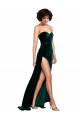 Usine Vert foncé Trapèze Balayage train Velours Stretch Longue Robes demoiselle d'honneur / Robes de bal
