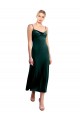 Usine Vert foncé Trapèze Bretelles spaghetti midi Velours Stretch Courte Robes demoiselle d'honneur / Robes de bal / Robes de cocktail