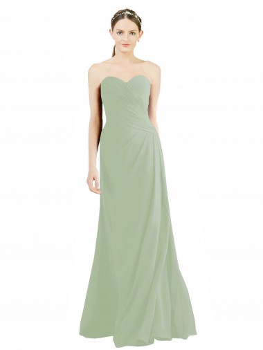 Usine Vert fumée Trapèze Mousseline Longue Robes demoiselle d'honneur