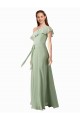 Usine Vert fumée Trapèze Mousseline Longue Robes demoiselle d'honneur