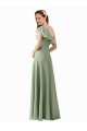 Usine Vert fumée Trapèze Mousseline Longue Robes demoiselle d'honneur