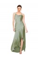 Usine Vert fumée Trapèze Satiné Soyeux Longue Asymétrique Formelles Robes demoiselle d'honneur / Robes de soirée / Robes de bal