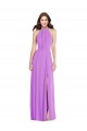 Usine Violet Trapèze Licou Mousseline Longue Formelles Robes demoiselle d'honneur / Robes de soirée