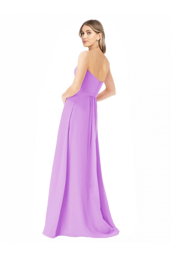Usine Violet Trapèze Sans bretelle Mousseline Longue Robes demoiselle d'honneur