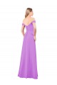 Usine Violet Trapèze Épaule Dénudée Mousseline Longue Robes demoiselle d'honneur